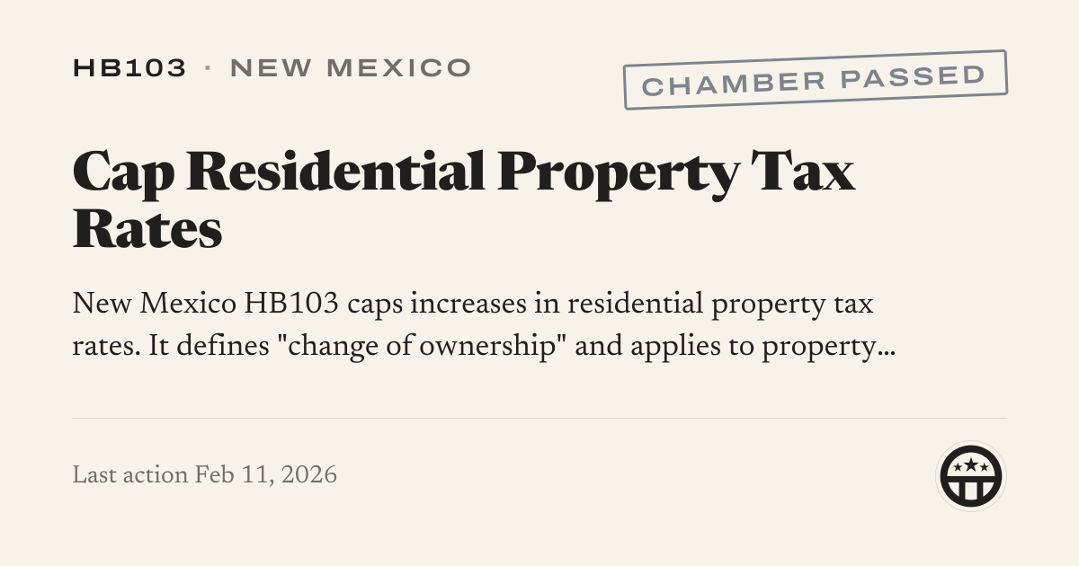 HB103: Cap Residential Property Tax Rates (Engrossed) | Amendment